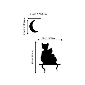 eCraftIndia Cat Couple at Moon Night Black Engineered Wood Wall Art Cutout Ready to Hang Home Decor 4
