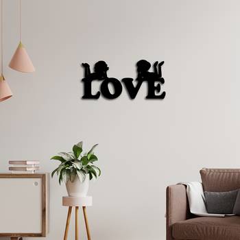 eCraftIndia Love Black Engineered Wood Wall Art Cutout Ready to Hang Home Decor 2