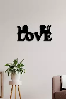 eCraftIndia Love Black Engineered Wood Wall Art Cutout Ready to Hang Home Decor