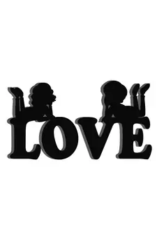 eCraftIndia Love Black Engineered Wood Wall Art Cutout Ready to Hang Home Decor
