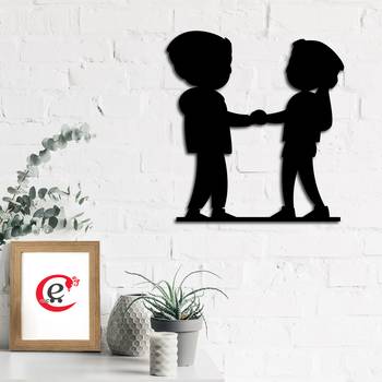 eCraftIndia Couple holding hands Black Engineered Wood Wall Art Cutout Ready to Hang Home Decor 1