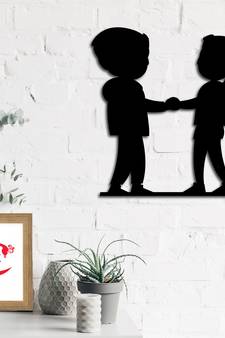 eCraftIndia Couple holding hands Black Engineered Wood Wall Art Cutout Ready to Hang Home Decor