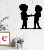 eCraftIndia Couple holding hands Black Engineered Wood Wall Art Cutout Ready to Hang Home Decor