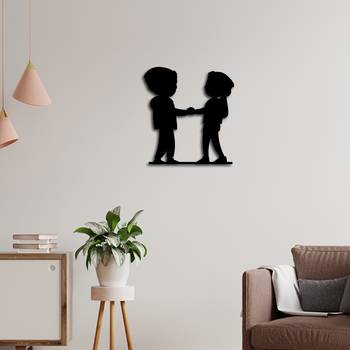 eCraftIndia Couple holding hands Black Engineered Wood Wall Art Cutout Ready to Hang Home Decor 2