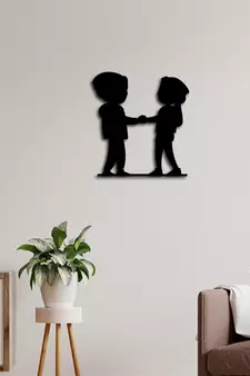 eCraftIndia Couple holding hands Black Engineered Wood Wall Art Cutout Ready to Hang Home Decor