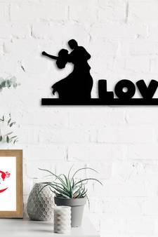 eCraftIndia Dancing Couple Black Engineered Wood Wall Art Cutout Ready to Hang Home Decor