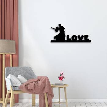 eCraftIndia Dancing Couple Black Engineered Wood Wall Art Cutout Ready to Hang Home Decor 2