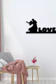 eCraftIndia Dancing Couple Black Engineered Wood Wall Art Cutout Ready to Hang Home Decor