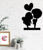 eCraftIndia Loving Couple Black Engineered Wood Wall Art Cutout Ready to Hang Home Decor