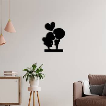 eCraftIndia Loving Couple Black Engineered Wood Wall Art Cutout Ready to Hang Home Decor 2