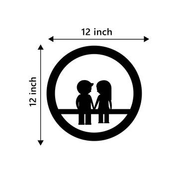 eCraftIndia Couple sitting on Bench Black Engineered Wood Wall Art Cutout Ready to Hang Home Decor 4