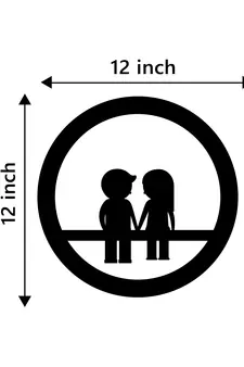 eCraftIndia Couple sitting on Bench Black Engineered Wood Wall Art Cutout Ready to Hang Home Decor