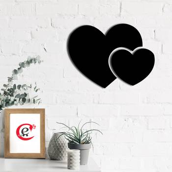 eCraftIndia 2 Heart Black Engineered Wood Wall Art Cutout Ready to Hang Home Decor 1