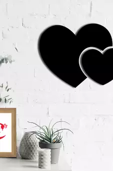 eCraftIndia 2 Heart Black Engineered Wood Wall Art Cutout Ready to Hang Home Decor