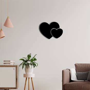 eCraftIndia 2 Heart Black Engineered Wood Wall Art Cutout Ready to Hang Home Decor 2