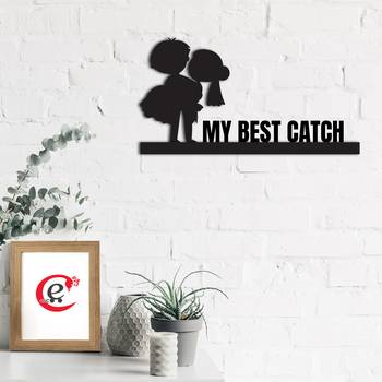 eCraftIndia My Best Catch Black Engineered Wood Wall Art Cutout Ready to Hang Home Decor 1
