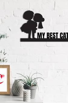 eCraftIndia My Best Catch Black Engineered Wood Wall Art Cutout Ready to Hang Home Decor