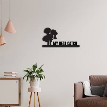 eCraftIndia My Best Catch Black Engineered Wood Wall Art Cutout Ready to Hang Home Decor 2