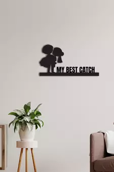 eCraftIndia My Best Catch Black Engineered Wood Wall Art Cutout Ready to Hang Home Decor