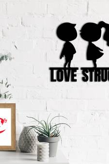 eCraftIndia Love Struck Black Engineered Wood Wall Art Cutout Ready to Hang Home Decor