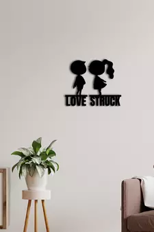 eCraftIndia Love Struck Black Engineered Wood Wall Art Cutout Ready to Hang Home Decor