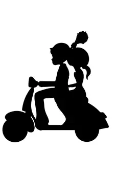 eCraftIndia Couple on Scooter Black Engineered Wood Wall Art Cutout Ready to Hang Home Decor