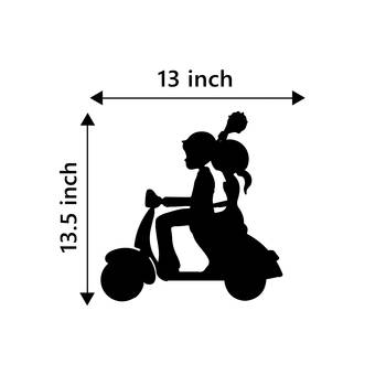 eCraftIndia Couple on Scooter Black Engineered Wood Wall Art Cutout Ready to Hang Home Decor 4
