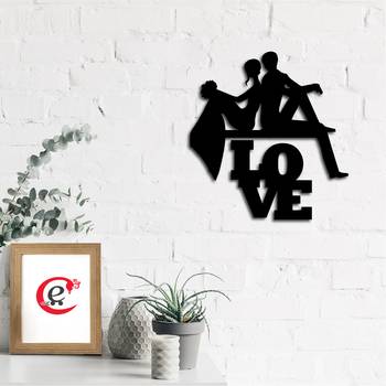 eCraftIndia Married Couple Black Engineered Wood Wall Art Cutout Ready to Hang Home Decor 1