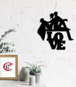 eCraftIndia Married Couple Black Engineered Wood Wall Art Cutout Ready to Hang Home Decor