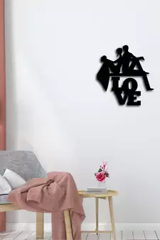eCraftIndia Married Couple Black Engineered Wood Wall Art Cutout Ready to Hang Home Decor