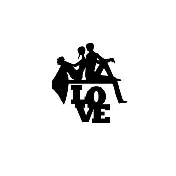eCraftIndia Married Couple Black Engineered Wood Wall Art Cutout Ready to Hang Home Decor 3