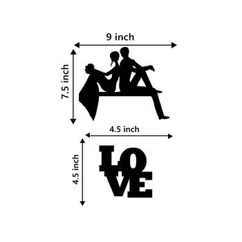 eCraftIndia Married Couple Black Engineered Wood Wall Art Cutout Ready to Hang Home Decor 4