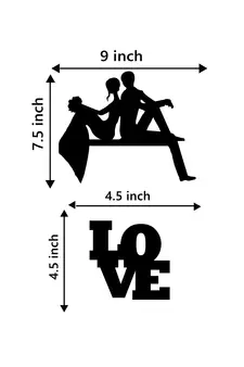 eCraftIndia Married Couple Black Engineered Wood Wall Art Cutout Ready to Hang Home Decor