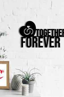 eCraftIndia Together Forever with Love band Black Engineered Wood Wall Art Cutout Ready to Hang Home Decor