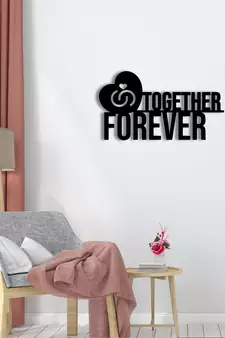 eCraftIndia Together Forever with Love band Black Engineered Wood Wall Art Cutout Ready to Hang Home Decor