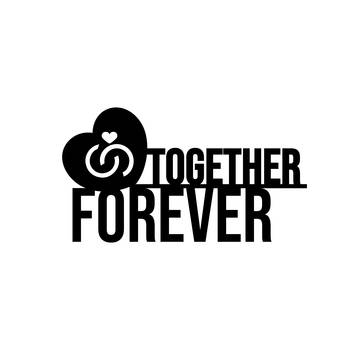 eCraftIndia Together Forever with Love band Black Engineered Wood Wall Art Cutout Ready to Hang Home Decor 3