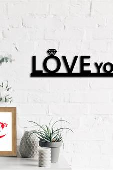 eCraftIndia Love you Black Engineered Wood Wall Art Cutout Ready to Hang Home Decor