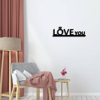 eCraftIndia Love you Black Engineered Wood Wall Art Cutout Ready to Hang Home Decor 2