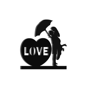 eCraftIndia Couple under Umbrella Black Engineered Wood Wall Art Cutout Ready to Hang Home Decor 5