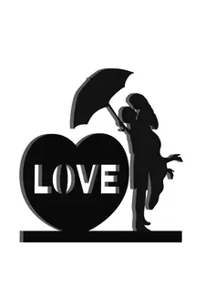 eCraftIndia Couple under Umbrella Black Engineered Wood Wall Art Cutout Ready to Hang Home Decor
