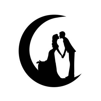 eCraftIndia Couple on the moon Black Engineered Wood Wall Art Cutout Ready to Hang Home Decor 3
