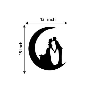 eCraftIndia Couple on the moon Black Engineered Wood Wall Art Cutout Ready to Hang Home Decor 4