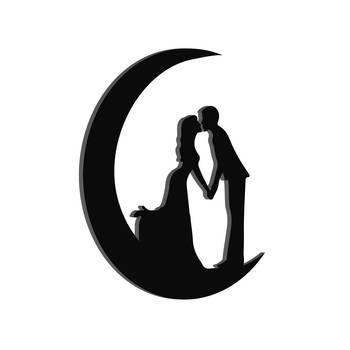 eCraftIndia Couple on the moon Black Engineered Wood Wall Art Cutout Ready to Hang Home Decor 5
