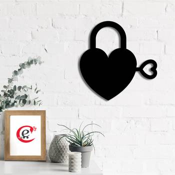 eCraftIndia Heart Key Black Engineered Wood Wall Art Cutout Ready to Hang Home Decor 1