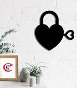 eCraftIndia Heart Key Black Engineered Wood Wall Art Cutout Ready to Hang Home Decor