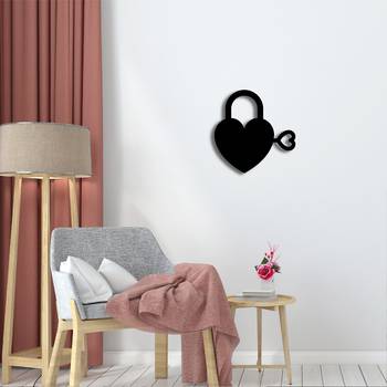 eCraftIndia Heart Key Black Engineered Wood Wall Art Cutout Ready to Hang Home Decor 2