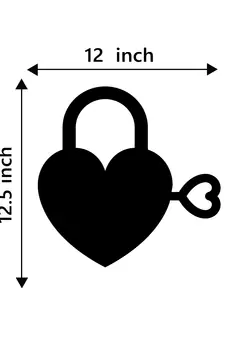 eCraftIndia Heart Key Black Engineered Wood Wall Art Cutout Ready to Hang Home Decor