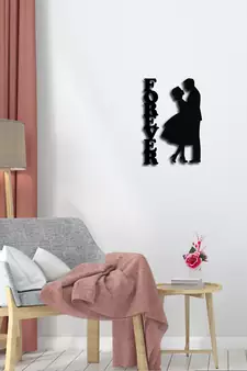 eCraftIndia Forever Couple Black Engineered Wood Wall Art Cutout Ready to Hang Home Decor