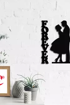 eCraftIndia Forever Couple Black Engineered Wood Wall Art Cutout Ready to Hang Home Decor