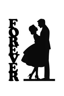 eCraftIndia Forever Couple Black Engineered Wood Wall Art Cutout Ready to Hang Home Decor